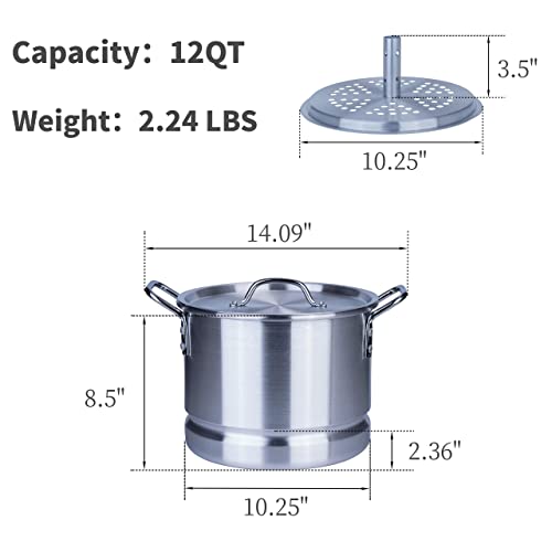 32 Quart Aluminum Tamale Steamer Pot with Steamer Rack and Tube W9749