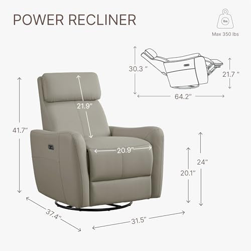 Terracotta Brown Power Leather Swivel Rocker Recliner Sofa Q350303