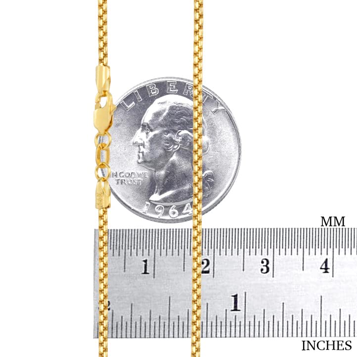 14k Yellow Gold 1.5mm Round Box Chain Venetian Link Pendant Necklace 16" 18" 20" 22" 24" 26" 28" 30" C9788