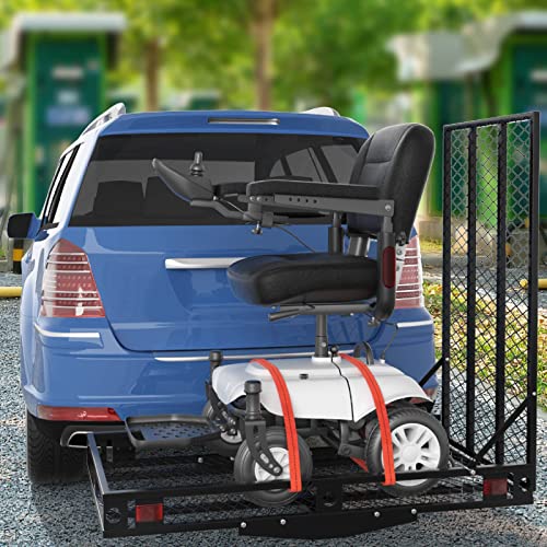 Heavy Duty Folding Hitch Cargo Carrier with Ramp, 500LBS Weight Capacity W63047