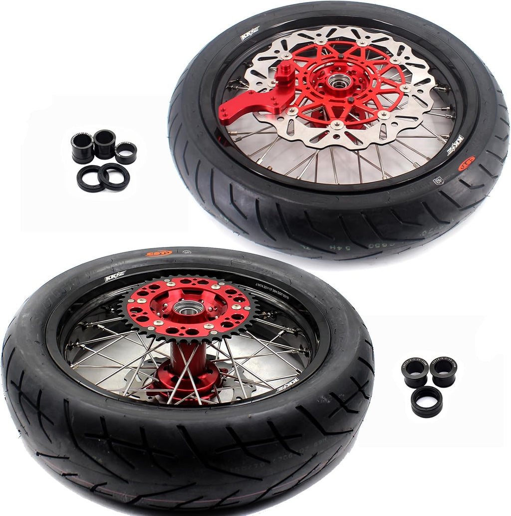 Red Hub Supermoto Wheels with CST Tires U40826