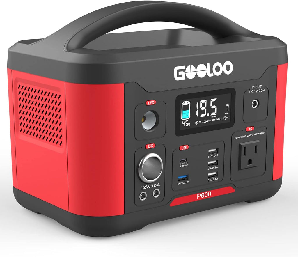 Portable Power Station 626Wh 600W AC Outlets Lithium Battery Q22598