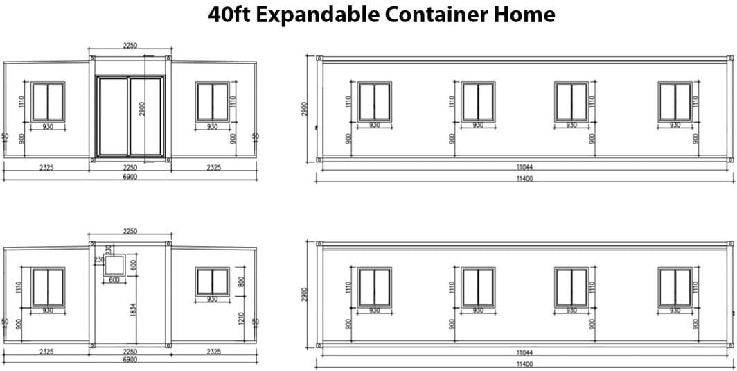 40FT Portable Prefab House with 3 Bedroom 1 Bathroom and Kitchen S775
