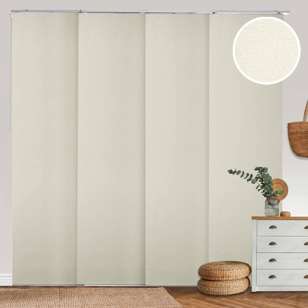 Blackout Adjustable Sliding Panel Track Blind, Up to 86 inchw x 96 inchh, Ivory F888