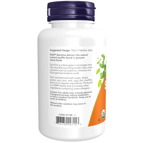 Organic Spirulina 1000mg Tablets - 300 Count - Non-GMO Supplement S498