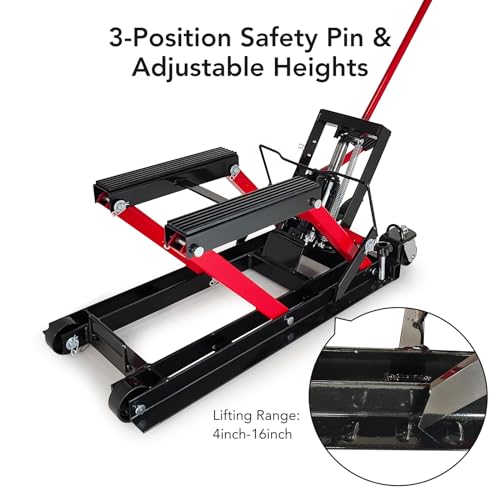 1500 LBS Capacity Steel Motorcycle Lift Jack with Wheels H875392