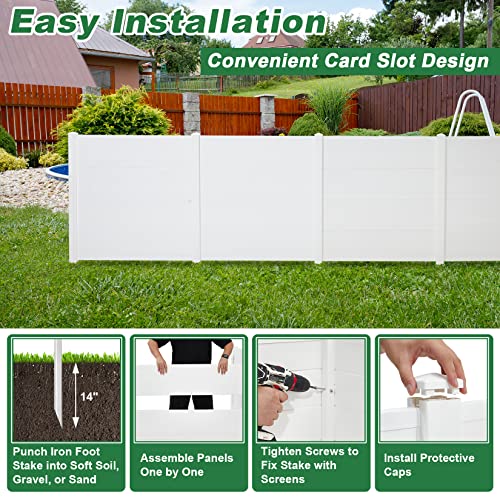 White 2 Panel Outdoor Privacy Screen with Iron Stakes N80183