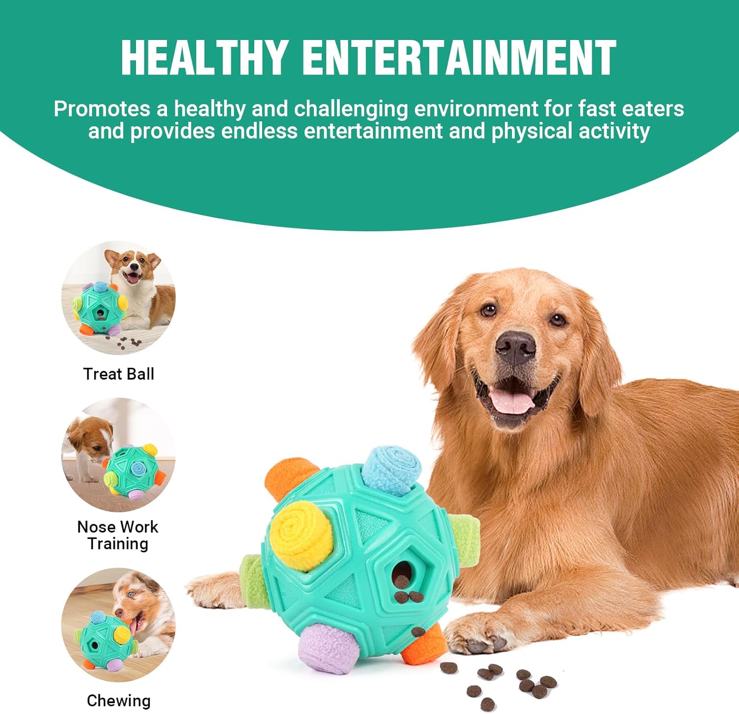 Dog Puzzle Toy Snuffle Ball Treat Dispensing Toy, Machine Washable T15568