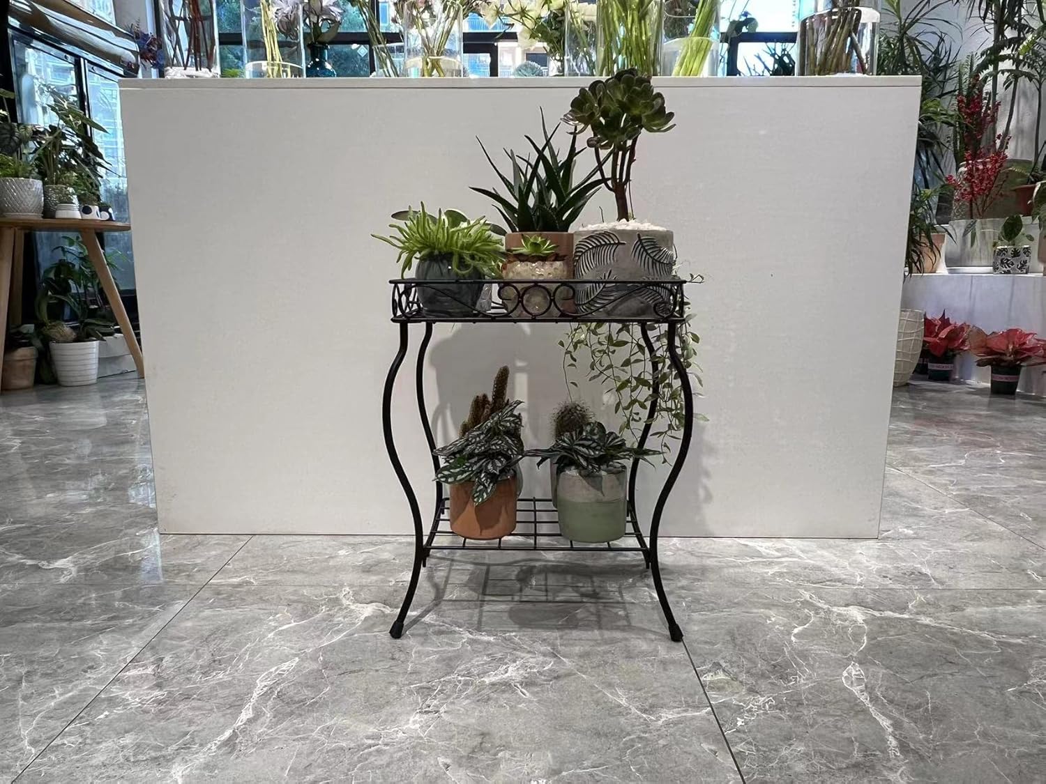 18.7'' Tall Rectangular Metal Plant Stand Black I90964