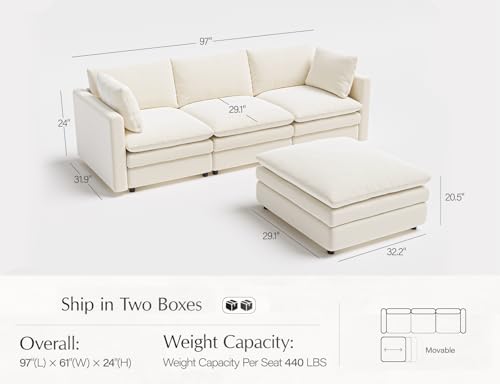 L Shaped Sectional Couch with Ottoman 4 Seats Sofa C69729