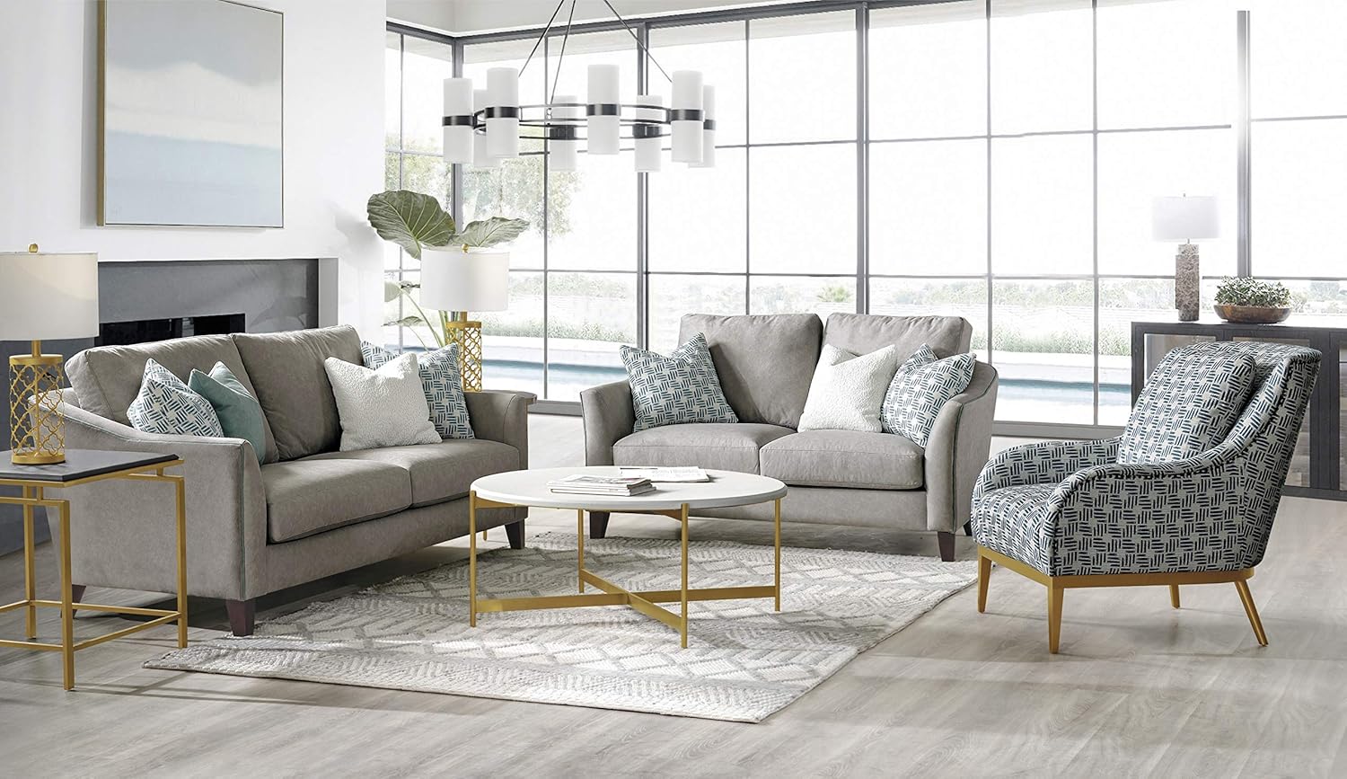 Grey Curved Arm Sofa Q33492