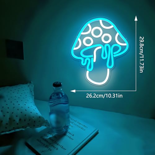 Ice Blue Dimmable Led Mushroom Neon Sign Night Light 3d Wall Art N429988