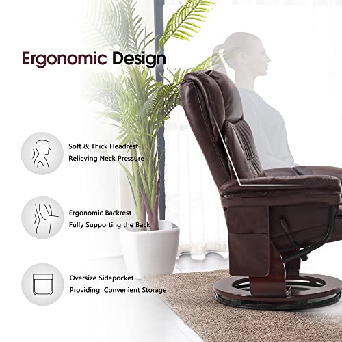 Grey Faux Leather Swivel Recliner with Ottoman I685803