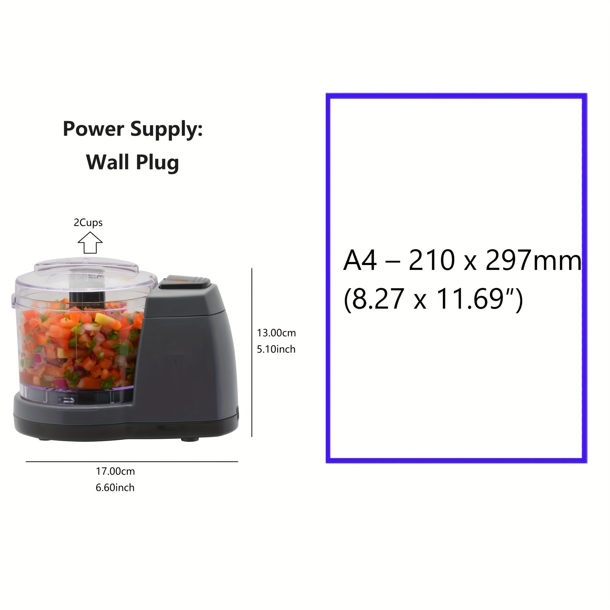 2 Cups Electric Vegetable Chopper & Mini Food Processor K492282