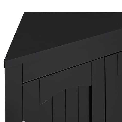 Black Corner Storage Cabinet with 2 Doors F7656