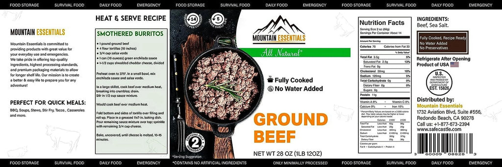 6 Cans Pack Canned Ground Beef 28 Ounce Cans Fully Cooked S671315