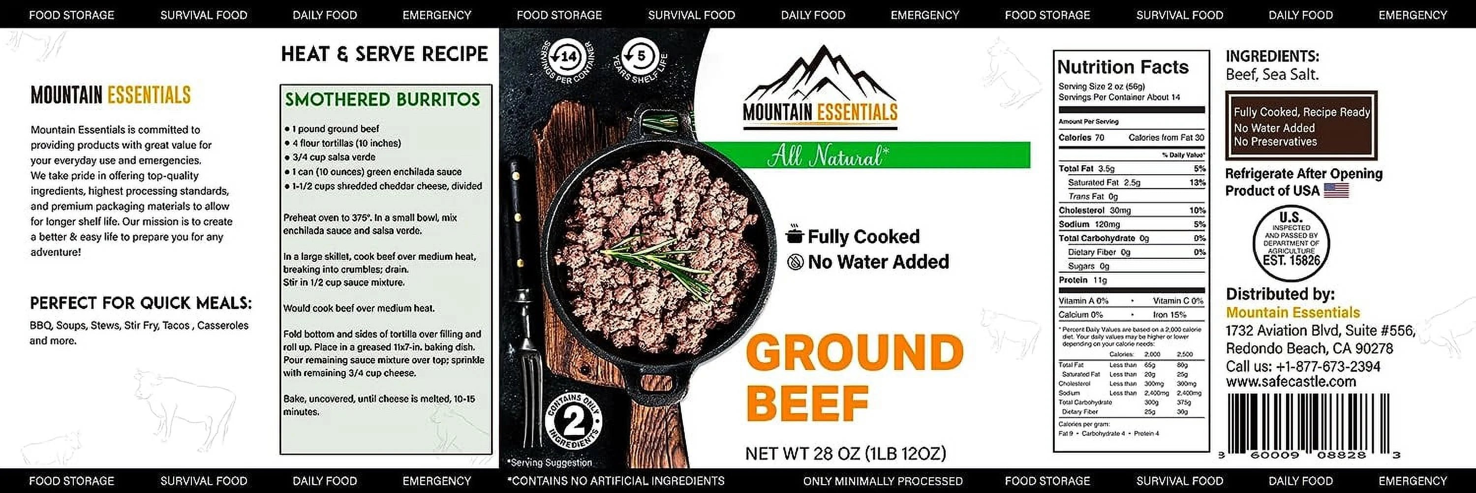 6 Cans Pack Canned Ground Beef 28 Ounce Cans Fully Cooked S671315