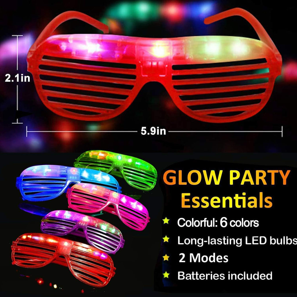 20Pack LED Glow Glasses Plastic Shutter Shades T16761