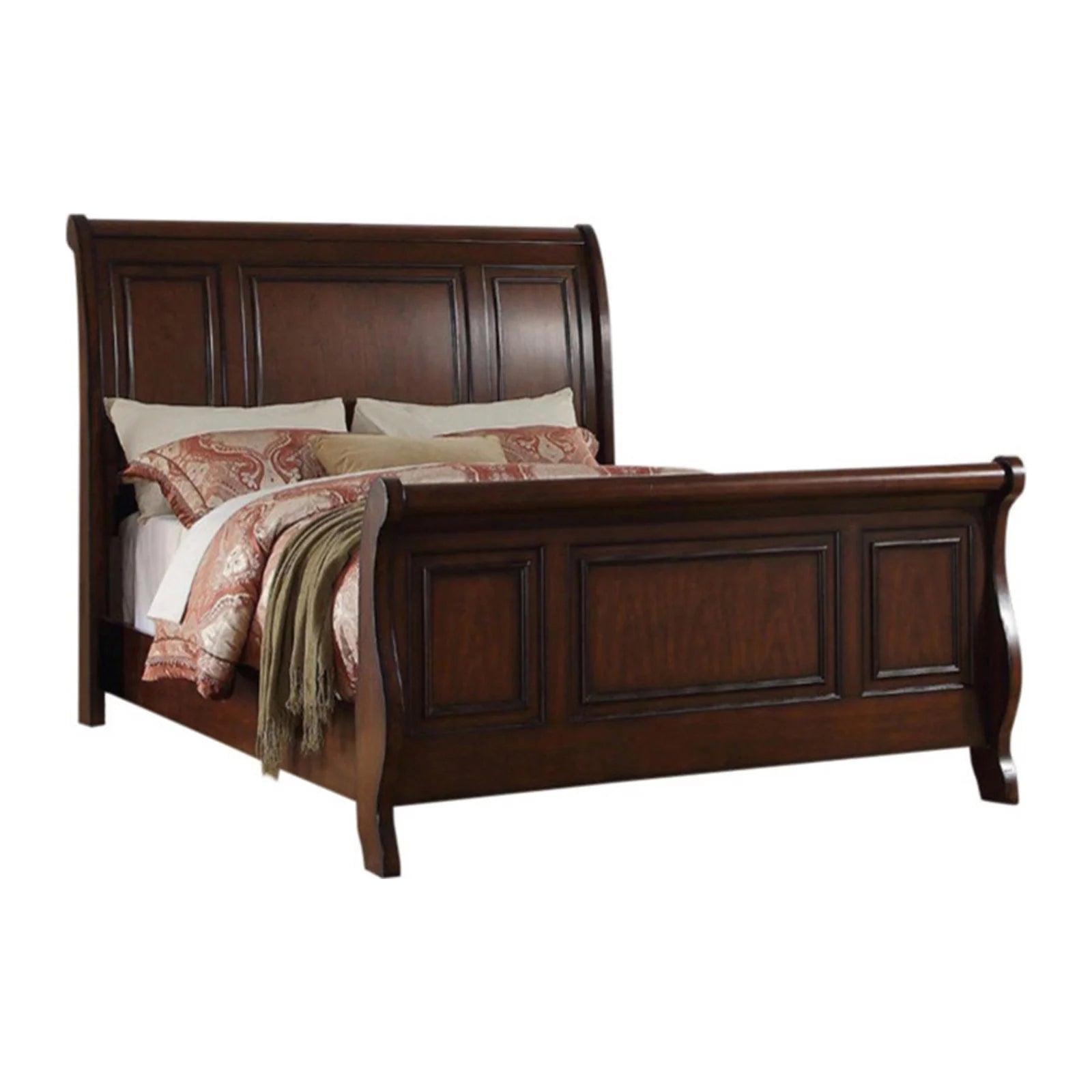 Antique Cherry Wooden Queen Bed V301