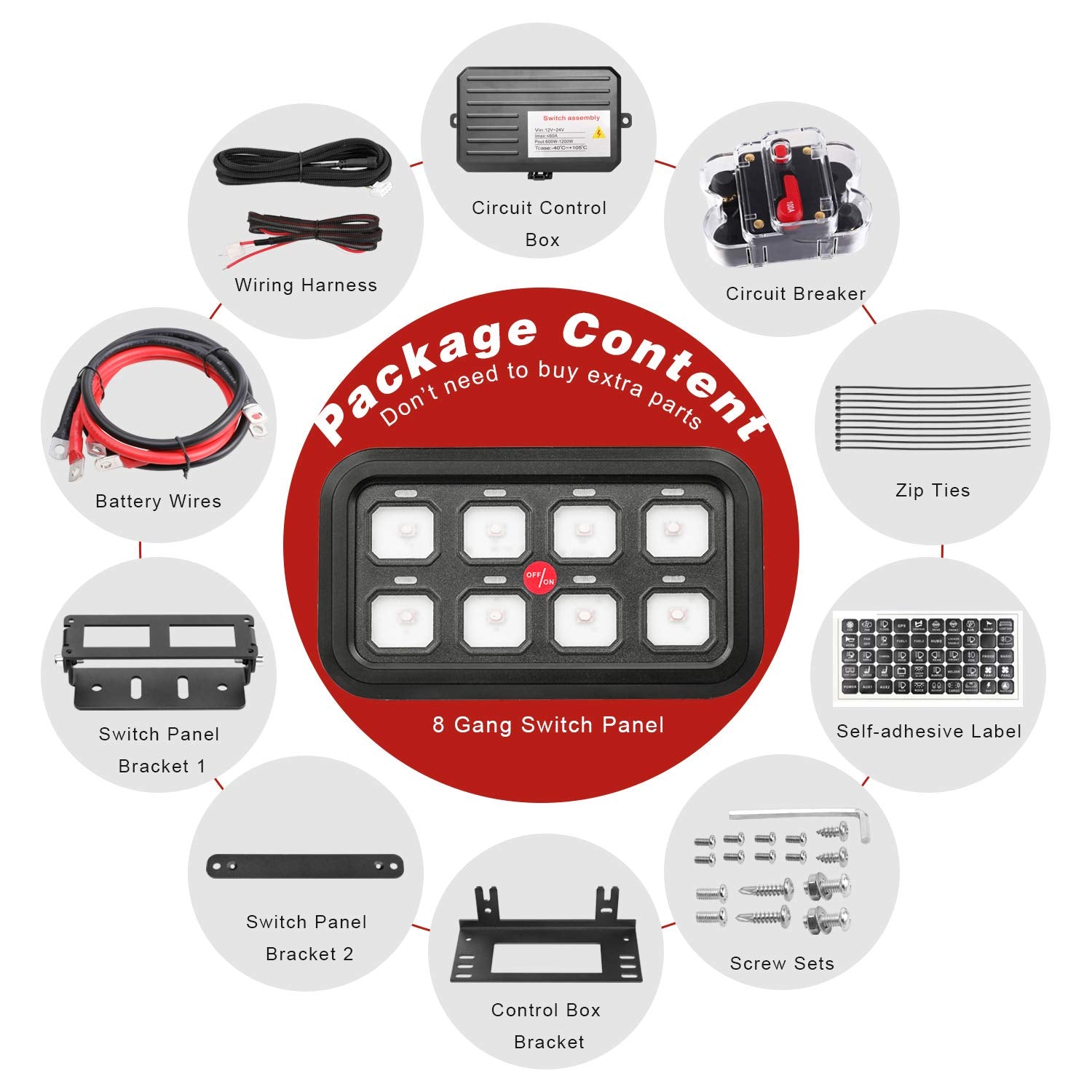 6 Gang Switch Panel Kit Circuit Control Box U518