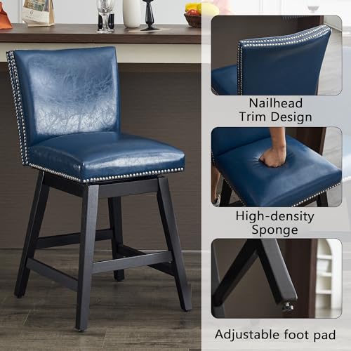 White Upholstered Swivel Bar Stools Set of 2 Z79013