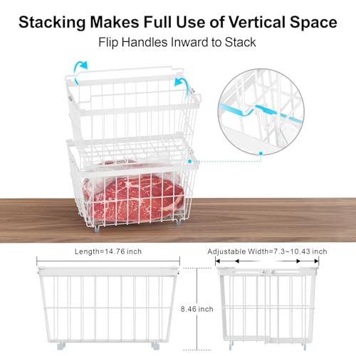 3 Pack Adjustable Black Freezer Organizer Bins T62813