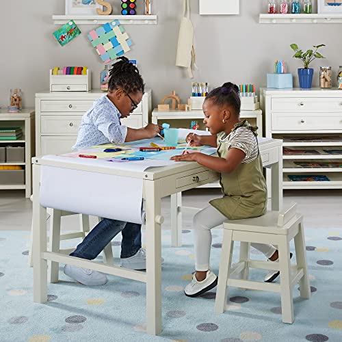 Creamy White Wooden Art Table with Storage Drawers F93734