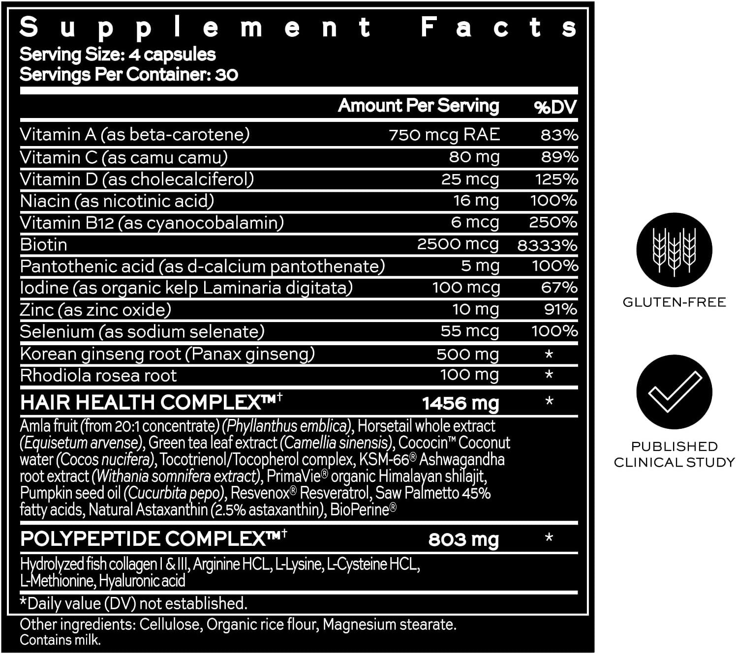 Hair Supplement - Collagen Hair Growth Pills - 120 Capsules O1297