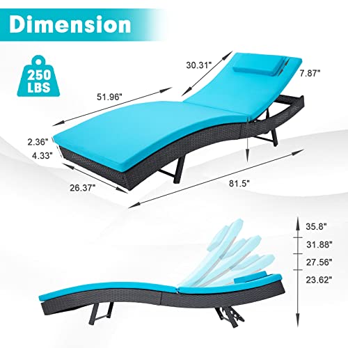 Outdoor Reclining PE Rattan Steel Frame Chaise Lounge Chairs Set of 2 O32764