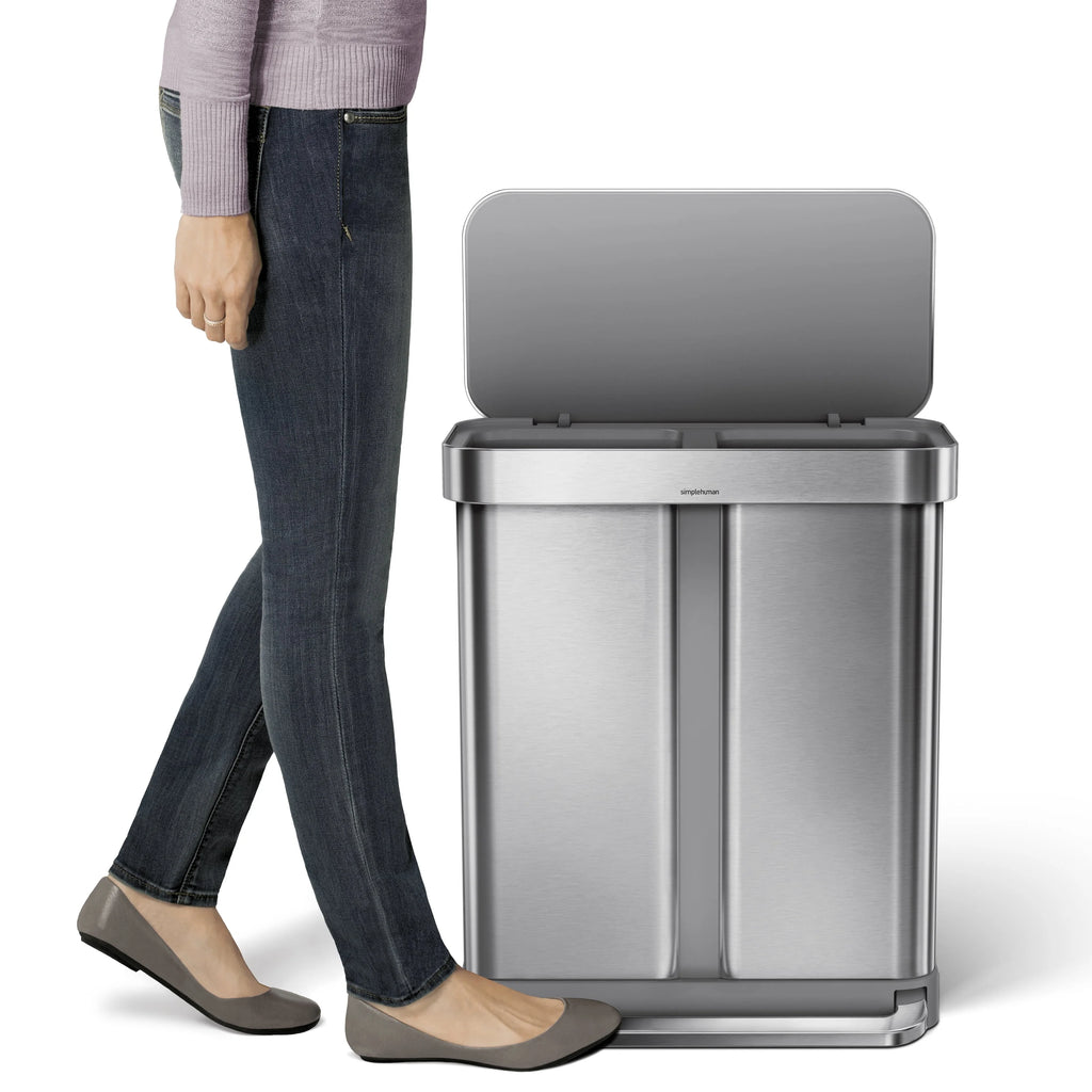 58 Liter Stainless Steel Dual Compartment Step Trash Can O5943