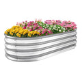 Galvanized Raised Garden Bed Planter Boxes, Large Oval Metal, Silver W2593
