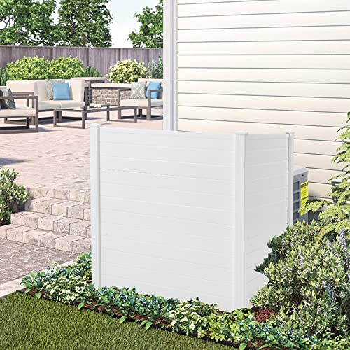 White 2 Panel Outdoor Privacy Screen with Iron Stakes N80183
