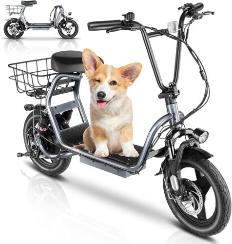 1200W Electric Scooter with Seat, 14" Fat Tire, 500Wh Battery, Foldable C466