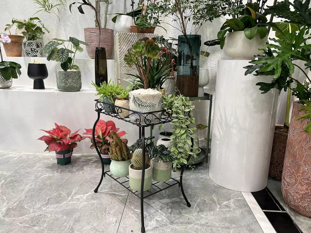 18.7'' Tall Rectangular Metal Plant Stand Black I90964
