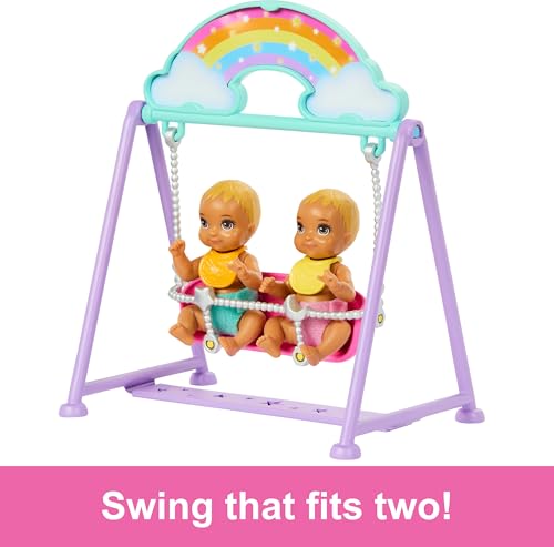 Skipper Doll & Nursery Playset with Accessories, Includes Twin Baby Dolls, 1 Crib, 1 Swing, 1 See-Saw T552
