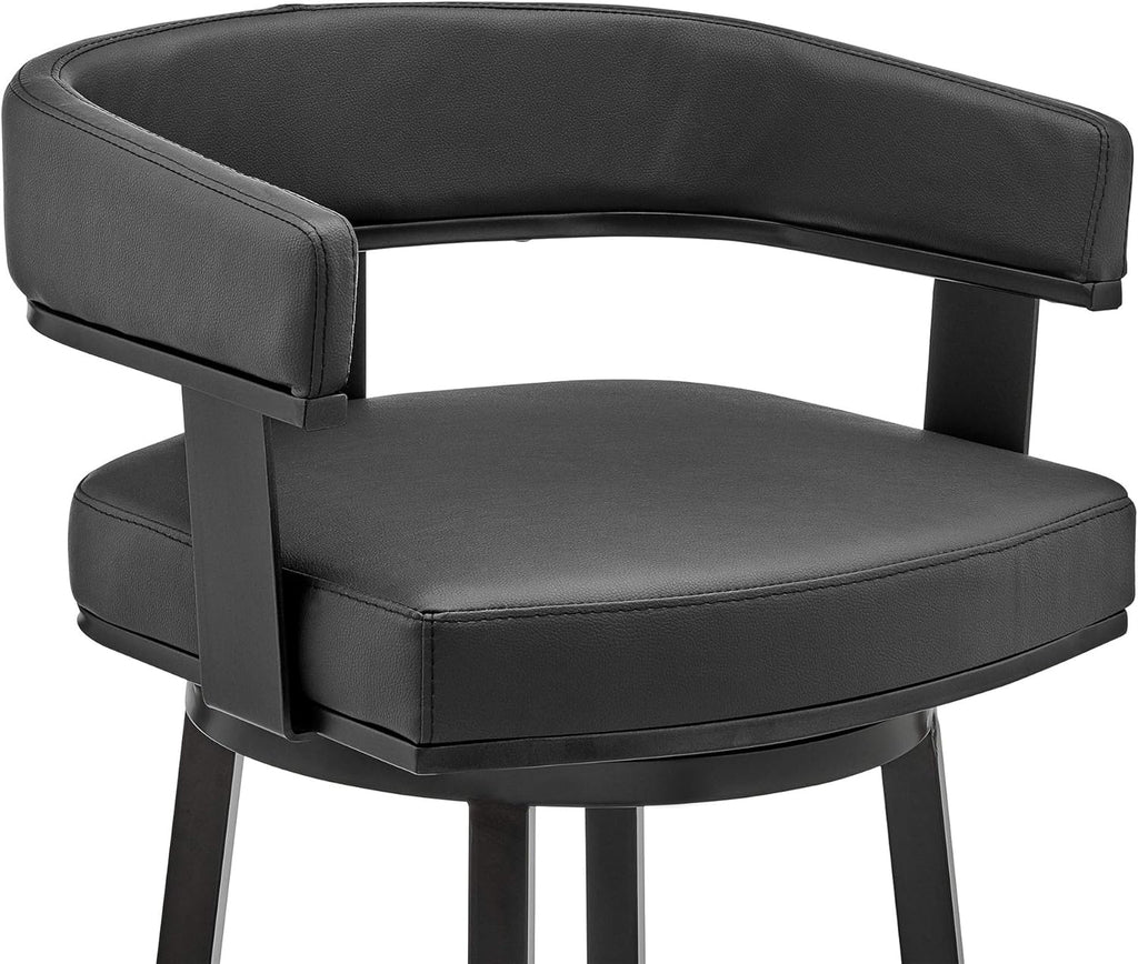 Black Faux Leather Bar Height Swivel Bar Stool N99014