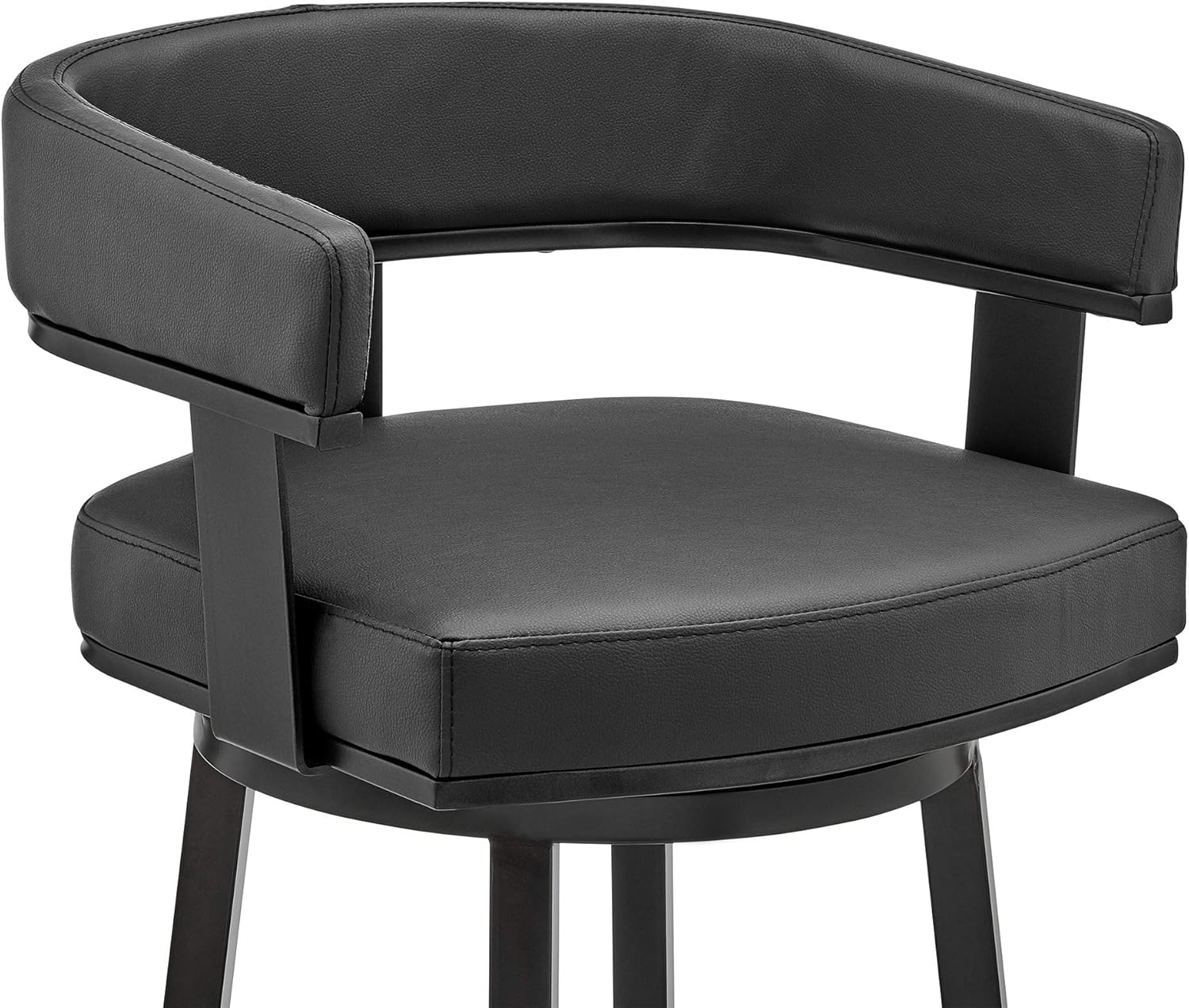 Black Faux Leather Bar Height Swivel Bar Stool N99014