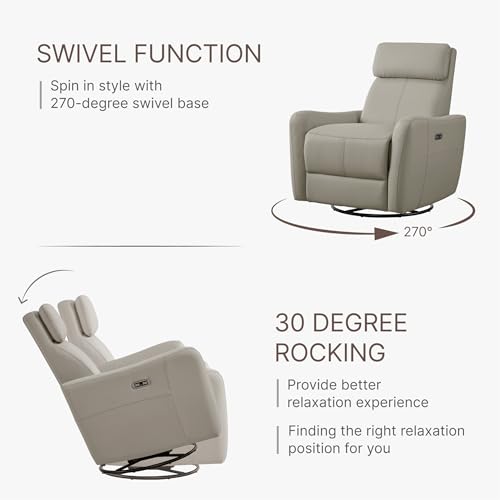 Terracotta Brown Power Leather Swivel Rocker Recliner Sofa Q350303