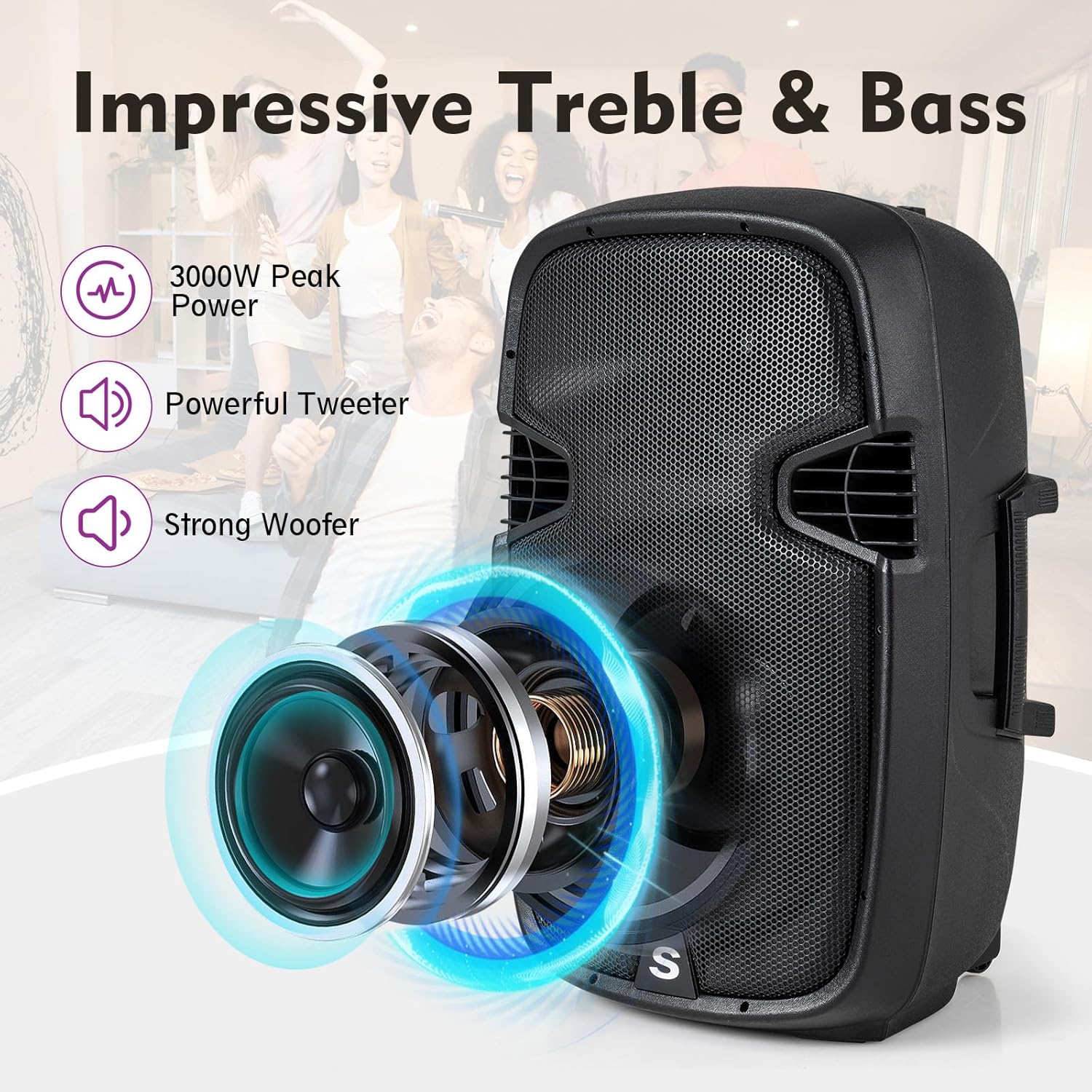 3000W 2-Way Active + Passive PA Speaker System with Bluetooth A91148