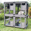 Large Wooden Catio with Run on Wheels (grey) N335