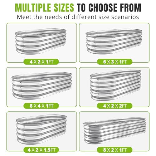 Galvanized Raised Garden Bed Planter Boxes, Large Oval Metal, Silver W2593