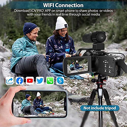 4K 48MP Camcorder with 3" Touch Screen, 2 Batteries, 32GB Card R196