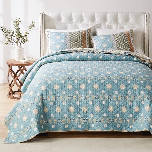 3-Piece Full/Queen Blue Quilted Bedding Set P17884