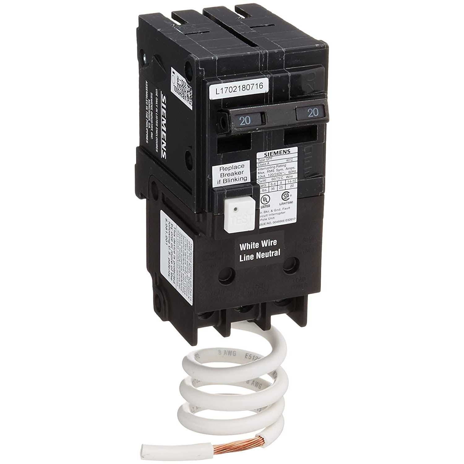 20 Amp Double Pole GFCI Circuit Breaker Y415