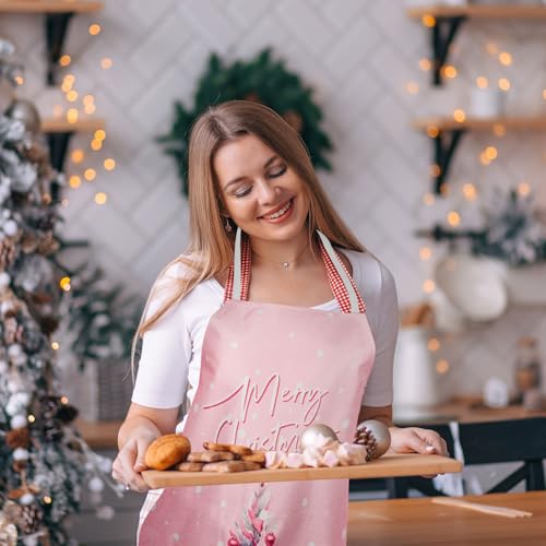 4Pcs Pink Christmas Kitchen Cooking Aprons B951