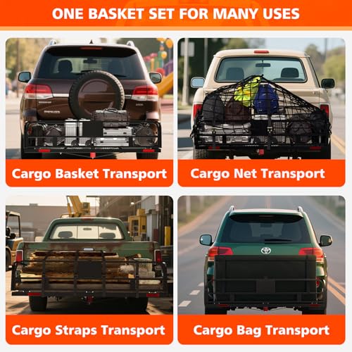 Folding 500 LBS Cargo Carrier Basket 60" x 24" x 14" for 2" Receiver D682