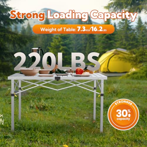 Natural Aluminum Roll-Up Camping Table with Carry Bag Y13722
