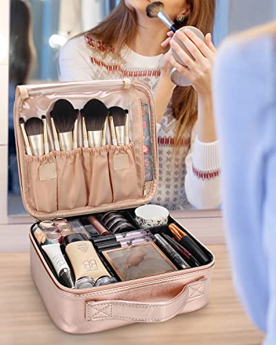 13.8 inches Large Black Cosmetic Case with Adjustable Dividers and Shoulder Strap M80261