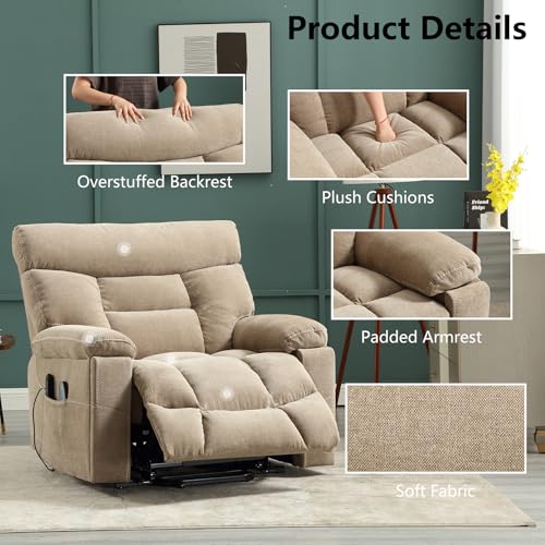 Grey Fabric Power Lift Recliner Chair with Heated Massage and USB Port S69369