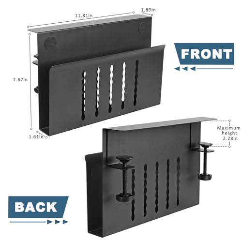 Black Clamp On Under Desk Laptop Holder with Magnetic Pen Holder C8715